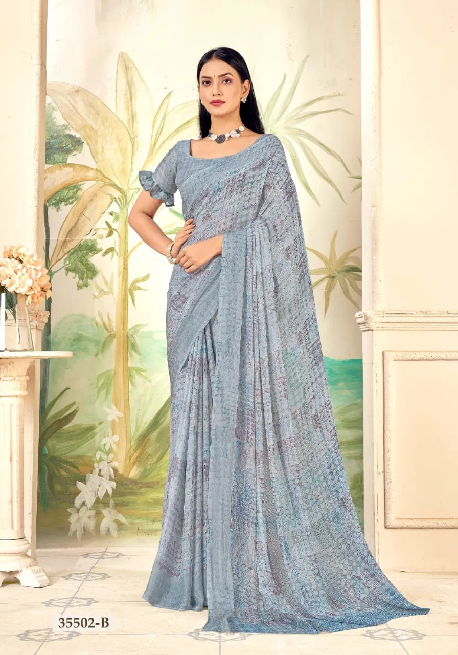 Aahana Vol 5 By Ruchi Silver Chiffon Daily Wear Surat Sarees Wholesale Market